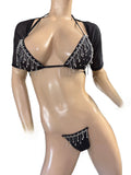 Exotic Black arms cover top and thong