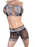 Exotic Black Net Short Top and Thong