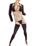 Stretchy Velvet Leopard Print 4 Piece