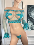 Exotic Net long sleeve top with  bikini