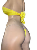 Exotic Dancer Yellow Wrap around top and thong