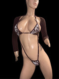 Exotic Browns arms cover top and thong