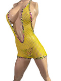 Exotic Yellow Net Romper with Thong