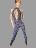 Exotic Gray Snake Prints Romper