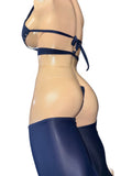 Navy blue legs and top with thong