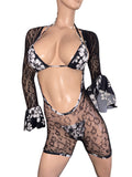 Exotic Black Net Romper with bikini