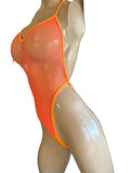 Exotic Dancer Neon Orange Short Bodysuit