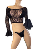 Exotic Dancer Black Net lace 3 piece set