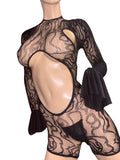 Black Net Romper with thong