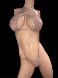 Leopard halter top and slingshot thong