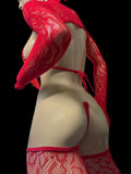 Red fringes Bikini with cover arms and legs