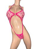 Exotic Dancer Hot Pink Slingshot Bodysuit – Handmade in USA