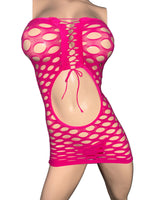 Exotic Dancer Pink Net Dress with Thong