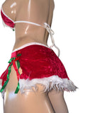 Exotic Dancer Red Velvet Mini Skirt & Top Set – Handmade in USA