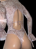 Cream leopard prints Bodysuit with Top