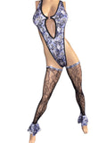 Exotic Blue Cheetah Bodysuit with Legs