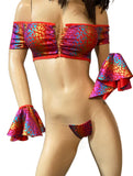 Exotic Top and thong with bells cuffs