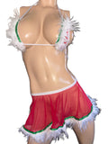 Exotic Dancer Holiday Skirt & Feather Trim Top – Handmade in USA