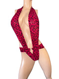 Red cheetah Wrap around Bodysuit