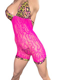 Exotic Hot Pink Romper with Thong