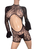 Black Net Romper with thong