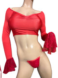 Exotic Dancer Red Long sleeve and thong