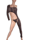 One Leg Romper with Thong Cheetah prints