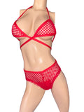 Exotic Red Net Short with top and thong
