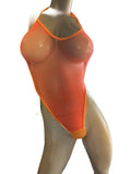 Exotic Dancer Neon Orange Short Bodysuit