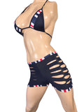 Exotic Dark blue Short Top and Thong