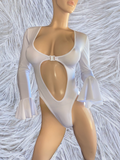 Exotic Dancer White long Sleeve Bodysuit
