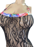 Black Net lace Romper with thong