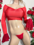 Exotic Dancer Red Long sleeve and thong