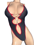 Exotic Dancer Black & Red Cutout Bodysuit – Handmade in USA