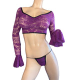 Exotic Dancer Bell sleeves top and thong