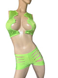 Exotic Neon Green Short set