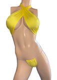 Exotic Dancer Yellow Wrap around top and thong