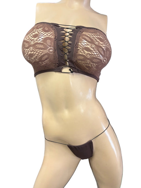 Exotic Dancer Brown Top and Thong