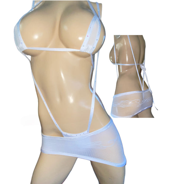 Exotic Dancer White Slingshot top and skirt