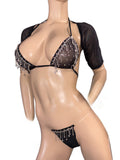 Exotic Black arms cover top and thong
