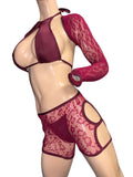 Exotic Burgendy Net set 4 Pieces