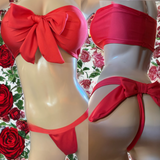 Exotic Dancer Red bow top and thong