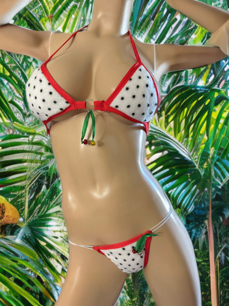 Exotic Dancer white Fur bikini