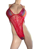 Exotic Red Net bodysuit