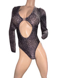 Exotic black Leopard Print Bodysuit