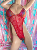 Exotic Red Net bodysuit