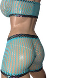 Baby blue Net Short top and thong