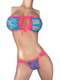 Two Color tube Top and Two Strap Thong