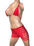 Exotic Dancer Red Short  and top with thong