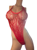 Exotic Dancer Red Bodysuit